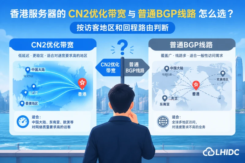 香港服务器的CN2优化带宽与普通BGP线路怎么选：按访客地区和回程路由判断