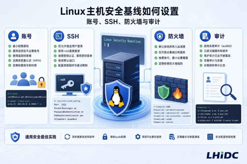 linux主机安全基线如何设置：账号、SSH、防火墙与审计