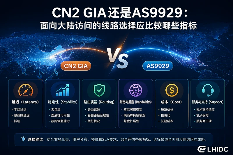 CN2 GIA还是AS9929：面向大陆访问的线路选择应比较哪些指标