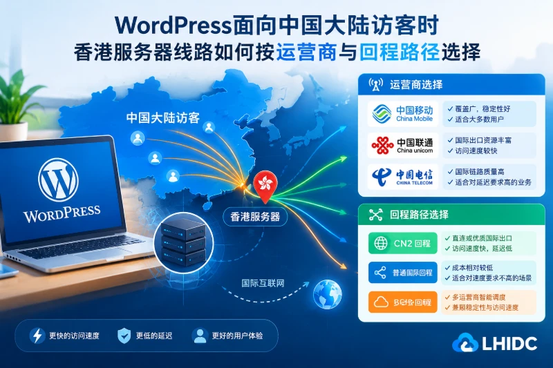 WordPress面向中国大陆访客时，香港服务器线路如何按运营商与回程路径选择