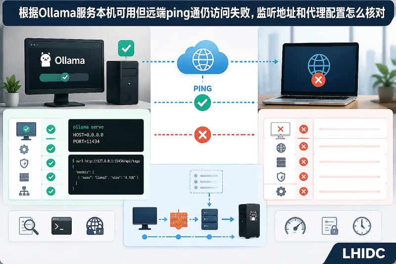 Ollama服务本机可用但远端ping通仍访问失败，监听地址和代理配置怎么核对