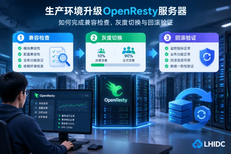 生产环境升级OpenResty服务器，如何完成兼容检查、灰度切换与回滚验证
