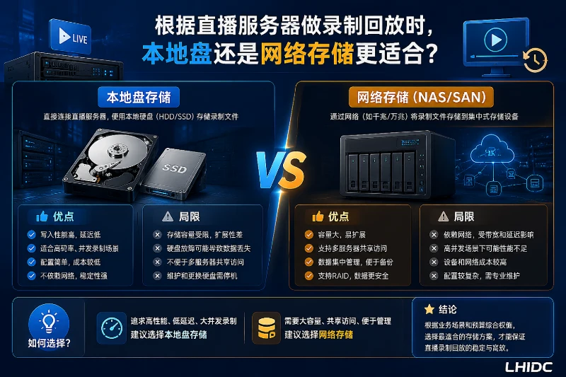 直播服务器做录制回放时，本地盘还是网络存储更适合