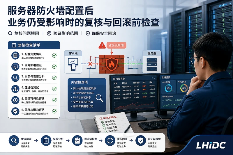 服务器防火墙配置后业务仍受影响时的复核与回滚前检查