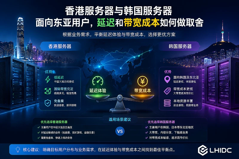 香港服务器与韩国服务器面向东亚用户，延迟和带宽成本如何做取舍