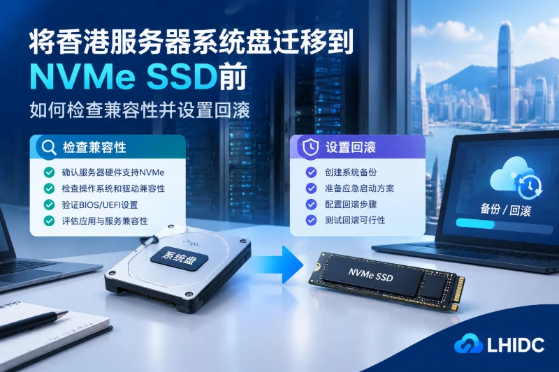 将香港服务器系统盘迁移到NVMe SSD前，如何检查兼容性并设置回滚