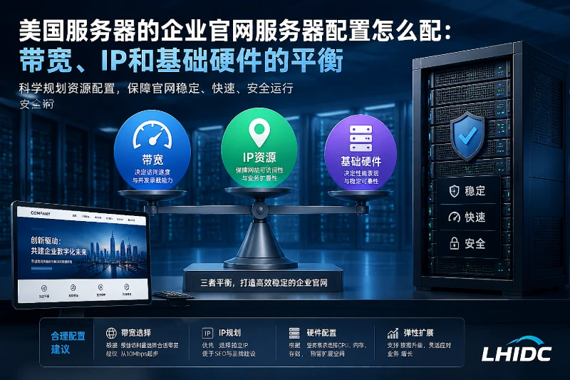 美国服务器的企业官网服务器配置怎么配：带宽、IP和基础硬件的平衡