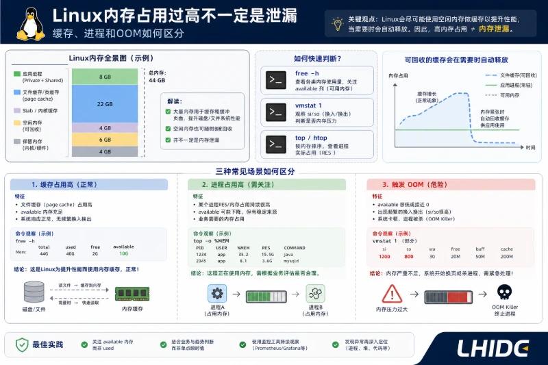 linux内存占用过高不一定是泄漏，缓存、进程和OOM如何区分