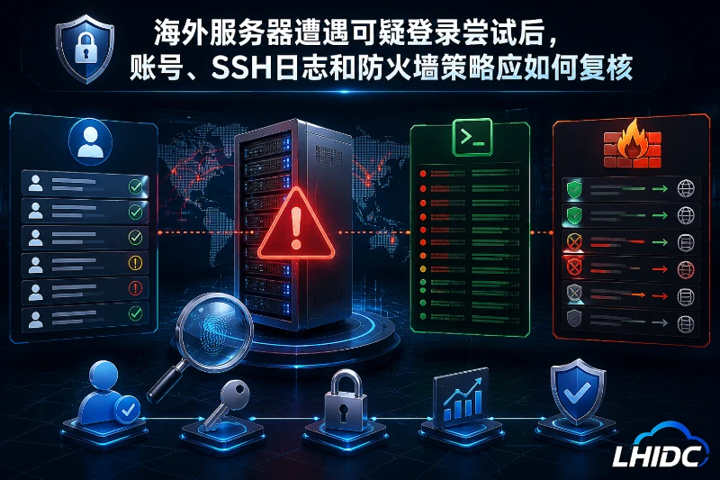 海外服务器遭遇可疑登录尝试后，账号、SSH日志和防火墙策略应如何复核