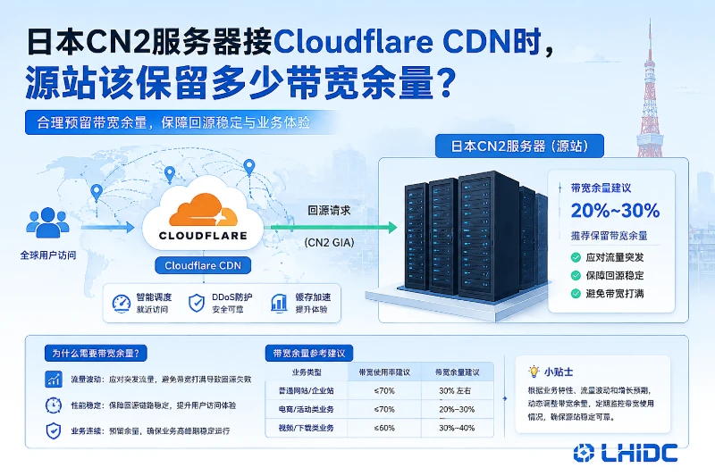 日本CN2服务器接Cloudflare CDN时，源站该保留多少带宽余量