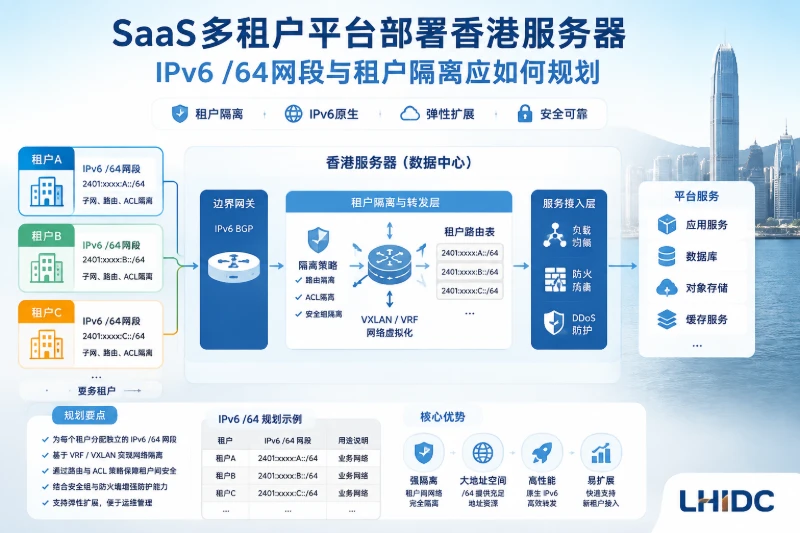 SaaS多租户平台部署香港服务器，IPv6 /64网段与租户隔离应如何规划
