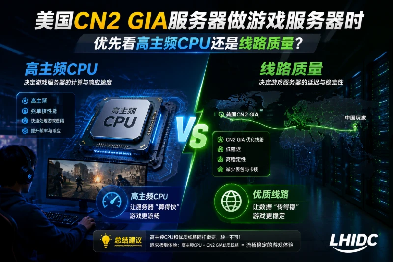 美国CN2 GIA服务器做游戏服务器时，优先看高主频CPU还是线路质量