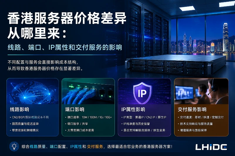 香港服务器价格差异从哪里来：线路、端口、IP属性和交付服务的影响