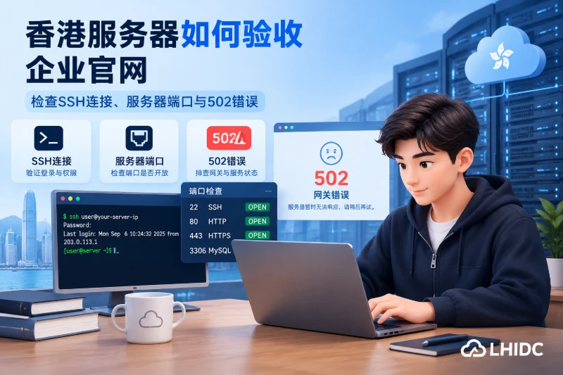 香港服务器如何验收企业官网：检查SSH连接、服务器端口与502错误
