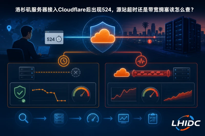 洛杉矶服务器接入Cloudflare后出现524，源站超时还是带宽拥塞该怎么查