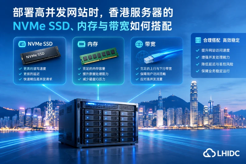 部署高并发网站时，香港服务器的NVMe SSD、内存与带宽如何搭配