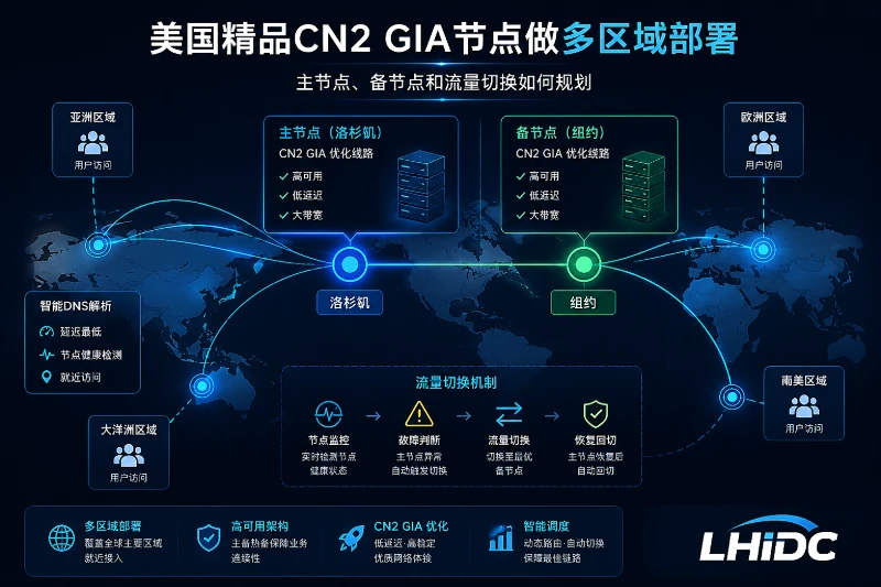 美国精品CN2 GIA节点做多区域部署，主节点、备节点和流量切换如何规划