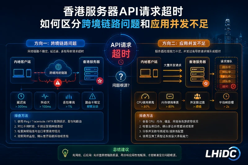 香港服务器API请求超时，如何区分跨境链路问题和应用并发不足