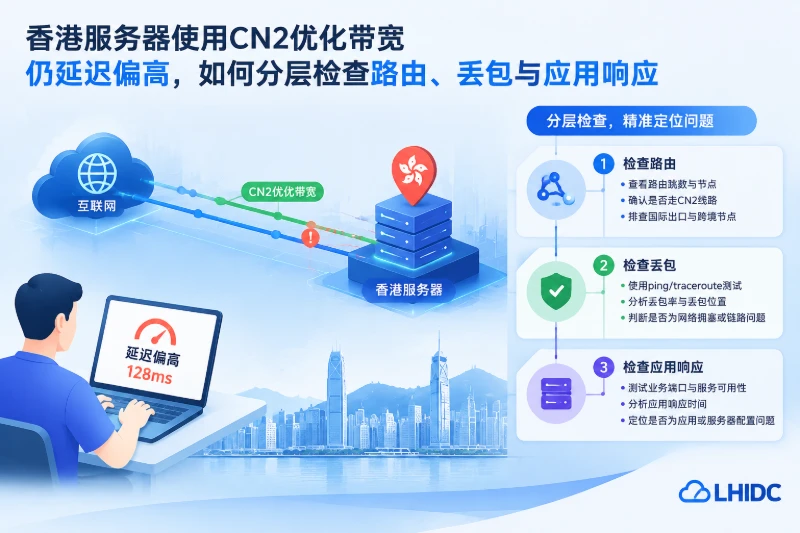 香港服务器使用CN2优化带宽仍延迟偏高，如何分层检查路由、丢包与应用响应
