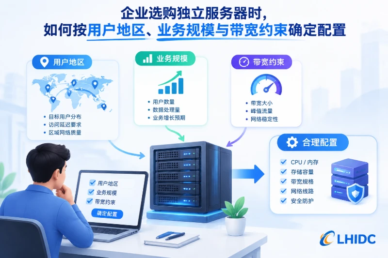 企业选购独立服务器时，如何按用户地区、业务规模与带宽约束确定配置