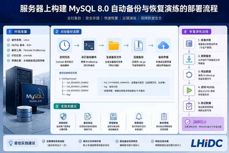 服务器上构建MySQL 8.0自动备份与恢复演练的部署流程