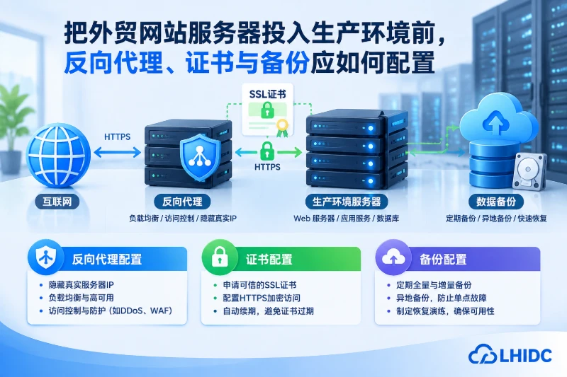 把外贸网站服务器投入生产环境前,反向代理、证书与备份应如何配置