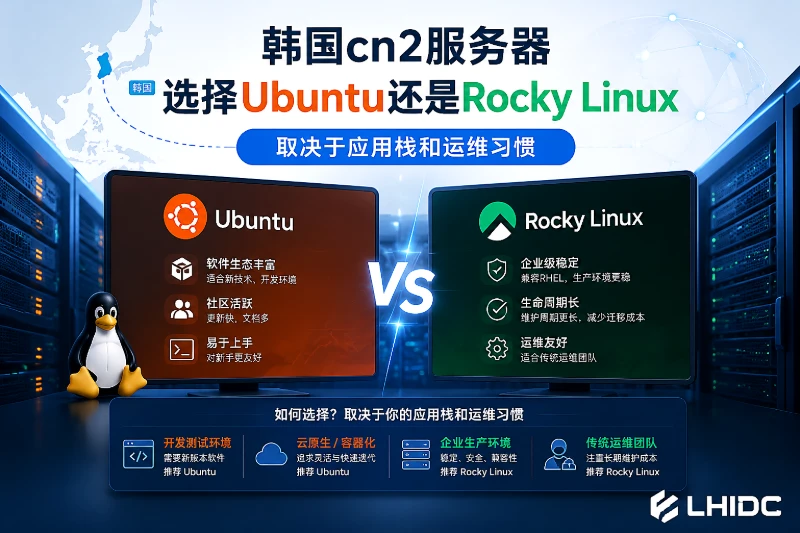 韩国cn2服务器选择Ubuntu还是Rocky Linux，取决于应用栈和运维习惯
