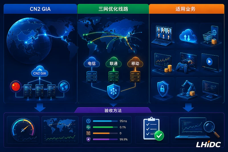 CN2 GIA与三网优化线路用于跨境访问，适用业务和验收方法如何区分