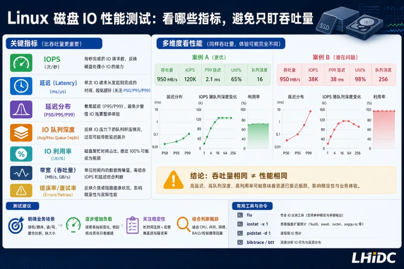linux磁盘IO性能测试应看哪些指标，避免只盯吞吐量